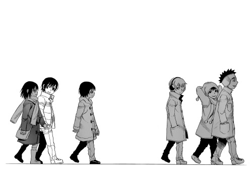Erased anime, All main character in black and white pop art minimalist  design